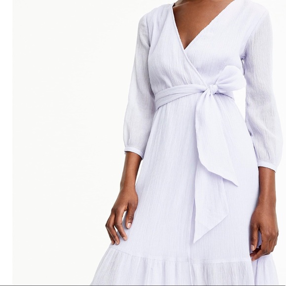 J Crew Point Sur Crinkle Cotton Faux Wrap Dress Lavender Periwinkle Small - Picture 5 of 8